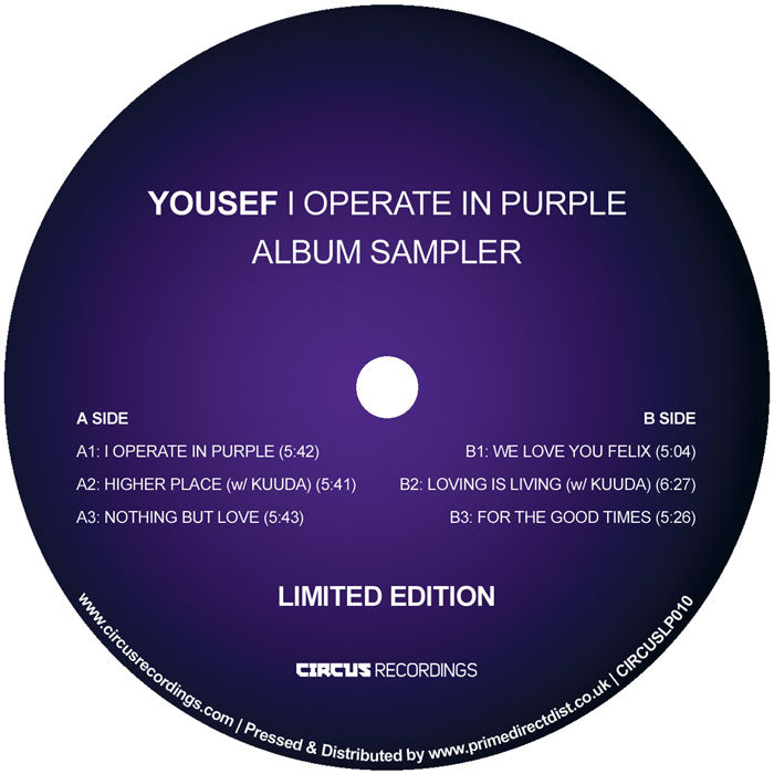 Yousef - I Operate In Purple - Album Sampler [12 Inch Purple Vinyl, Circus Recordings, Side B]